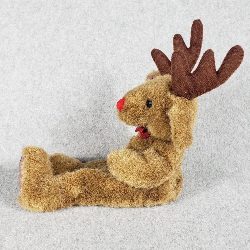 Rudolph The Red-Nosed Reindeer‎ Plush Red Bow Stuffed Animal Holiday 13